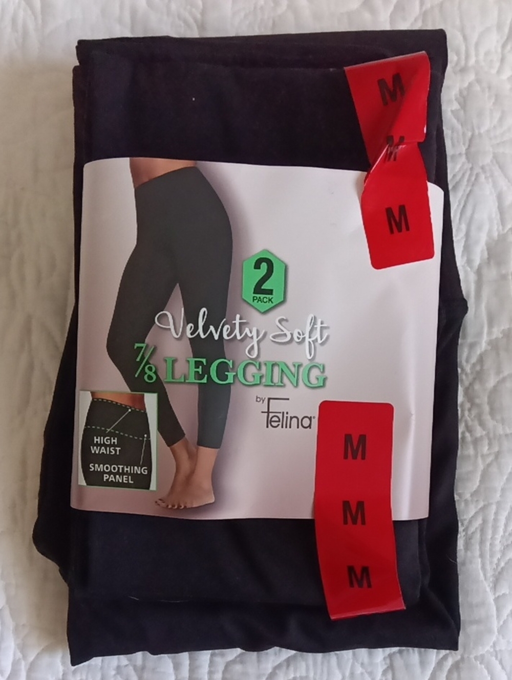 Felina Velvety Soft 7/8 Leggings - Black (2 Pack)